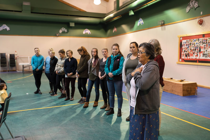 Elder in Residence, Dr. Evelyn Voyageur, leads land-based learning for a cohort BSN students