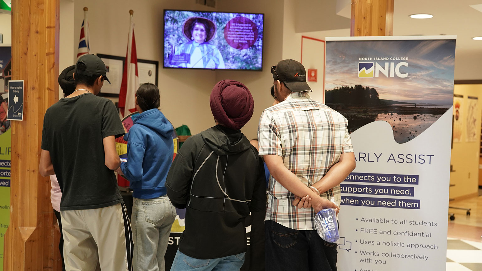 Students look up information about their college.