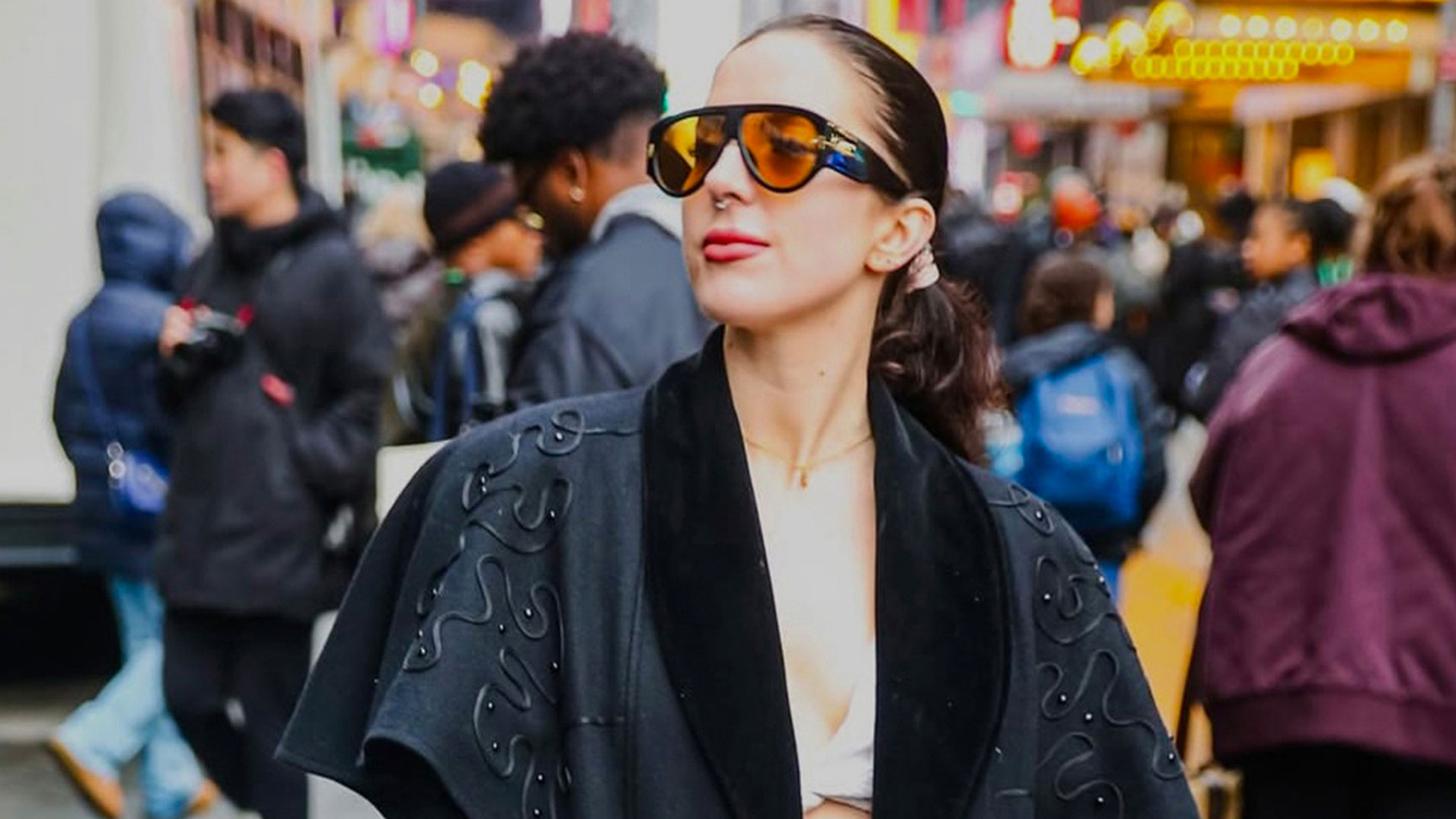 Woman walking on New York City street