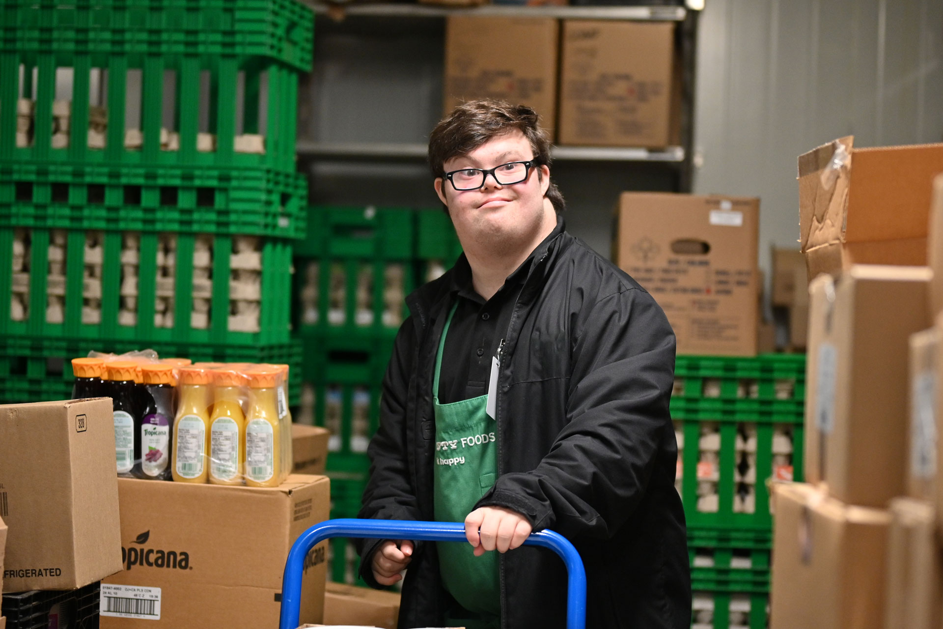 AET Employment Transition student on a work placement at a local grocery store