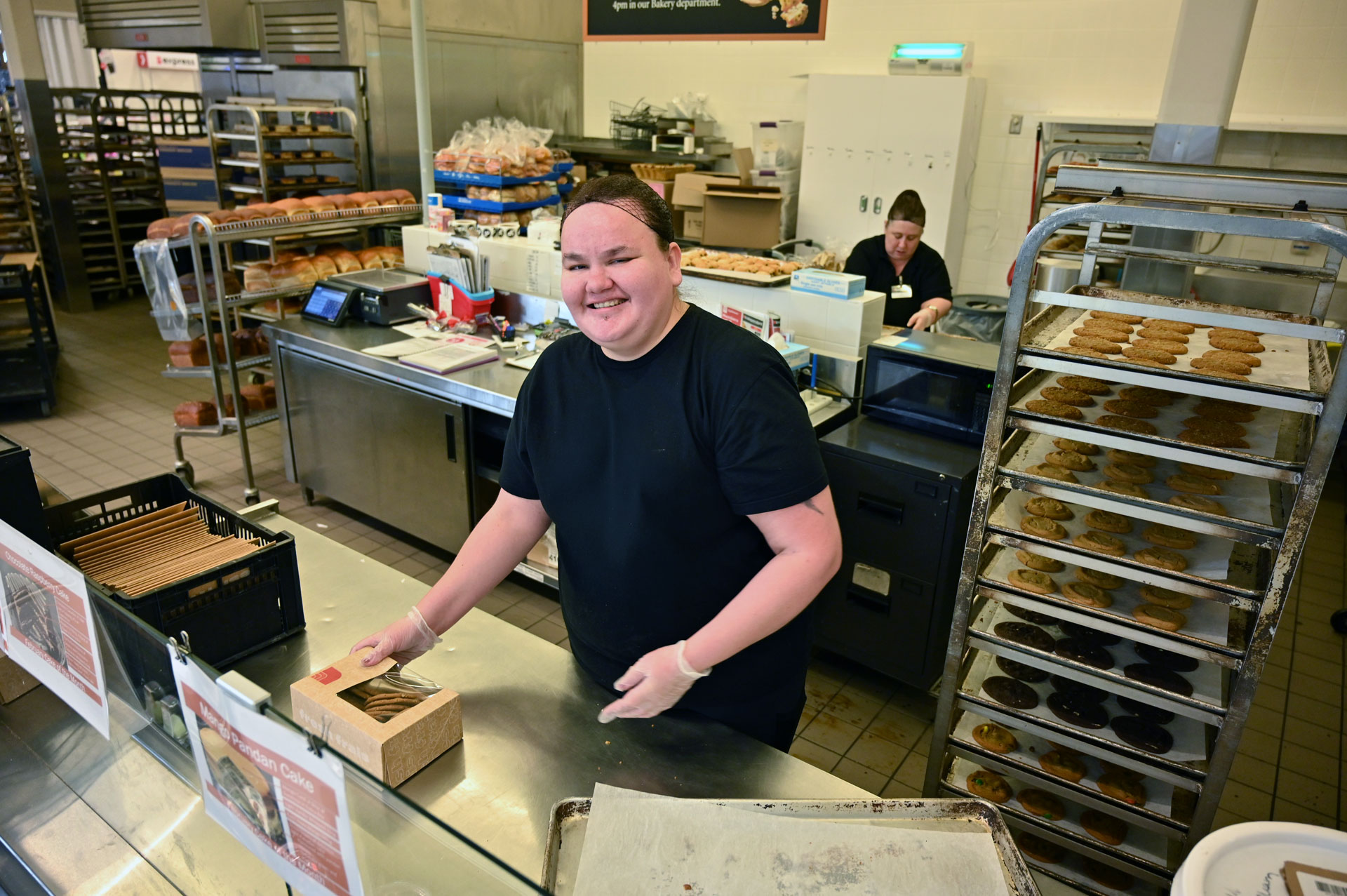AET Employment Transition student on a work placement at a local bakery
