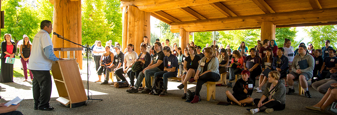 Students gather at the Gathering Place at NIC’s Port Alberni campus as part of orientation day