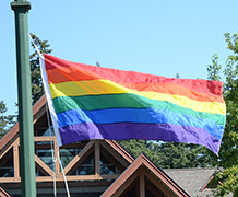 Pride Flag raising at the Mi<u>x</u>alakwila campus