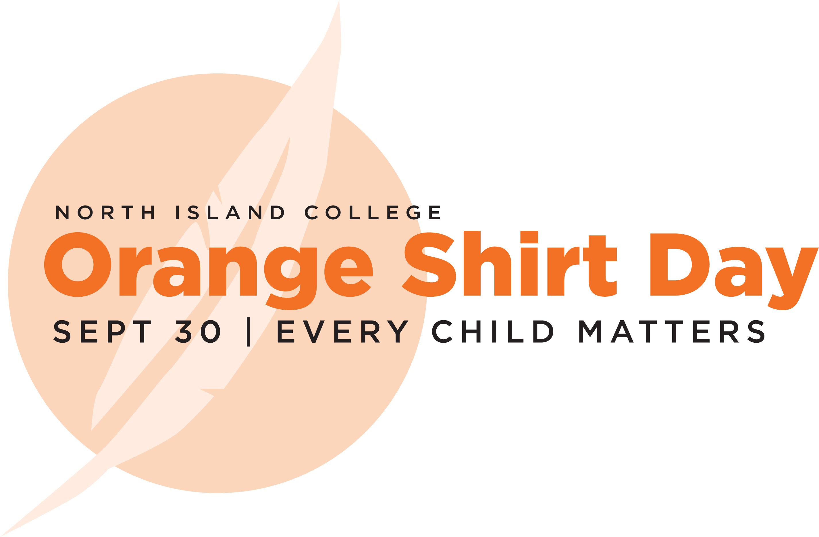 Orange Shirt Day graphic with orange circle and feather icon