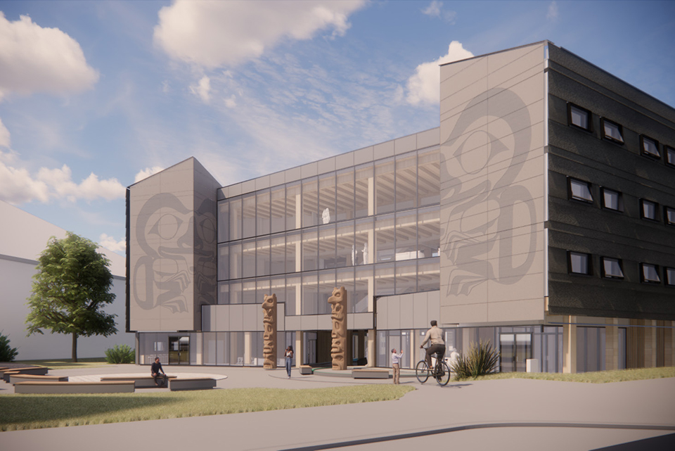 Rendering of NIC Student Housing featuring Pamela Mitchell's work